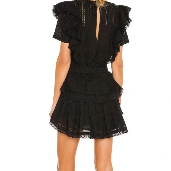 LoveShackFancy NWOT Natasha Black Ruffle Mini Dress size XL - Picture 2 of 8